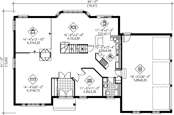 Traditional Floor Plan - Main Floor Plan #25-2186