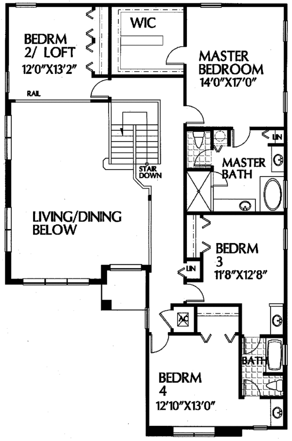 Home Plan - Traditional Floor Plan - Upper Floor Plan #999-11
