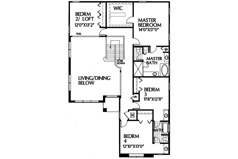 Dream House Plan - Floor Plan - Upper Floor for Traditional House Plan #999-11 - 3 bed, 2.5 bath