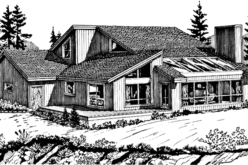 House Plan Design - Exterior - Rear Elevation for Prairie House Plan #320-1188 - 3 bed, 3 bath