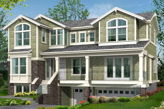 Exterior - Front Elevation 3 for Craftsman House Plan #132-393 - 4 bed, 3.5 bath