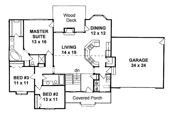Floor Plan - Main Floor for Traditional House Plan #58-218 - 3 bed, 2 bath