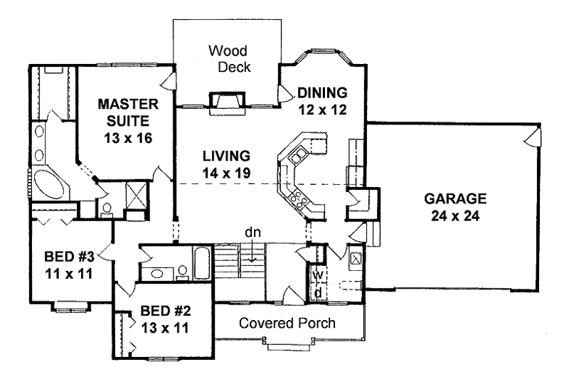 Dream House Plan - Floor Plan - Main Floor for Traditional House Plan #58-218 - 3 bed, 2 bath