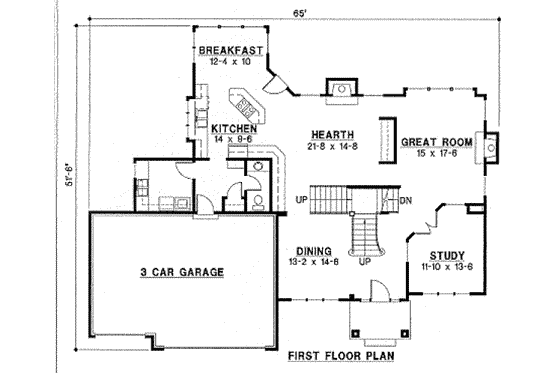 Floor Plan - Main Floor for European House Plan #67-766 - 4 bed, 2.5 bath