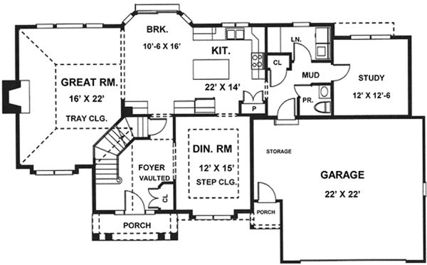 Architectural House Design - European Floor Plan - Main Floor Plan #1001-59