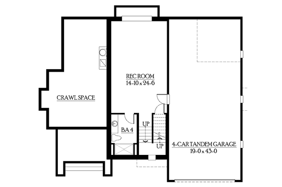 Floor Plan - Lower Floor for Craftsman House Plan #132-467 - 4 bed, 4 bath