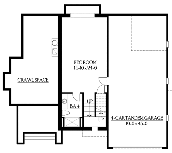 Craftsman Floor Plan - Lower Floor Plan #132-467