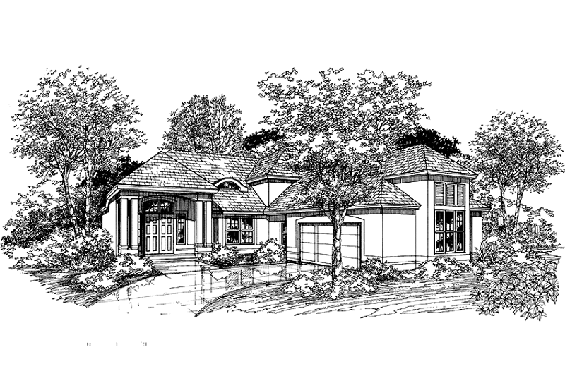 House Plan Design - Mediterranean Exterior - Front Elevation Plan #320-956