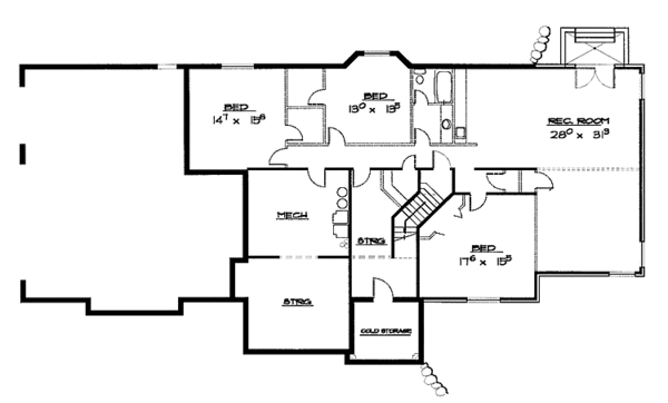 Dream House Plan - Country Floor Plan - Lower Floor Plan #308-285