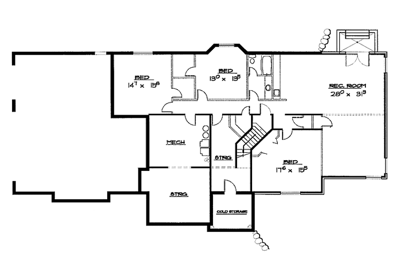 Dream House Plan - Floor Plan - Lower Floor for Country House Plan #308-285 - 2 bed, 2.5 bath
