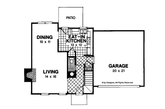 Floor Plan - Main Floor for Classical House Plan #56-652 - 3 bed, 2.5 bath