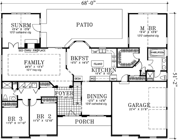 Architectural House Design - Colonial Floor Plan - Main Floor Plan #1029-27