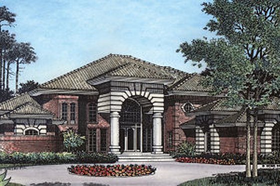 Exterior - Front Elevation for European House Plan #417-427 - 4 bed, 3.5 bath