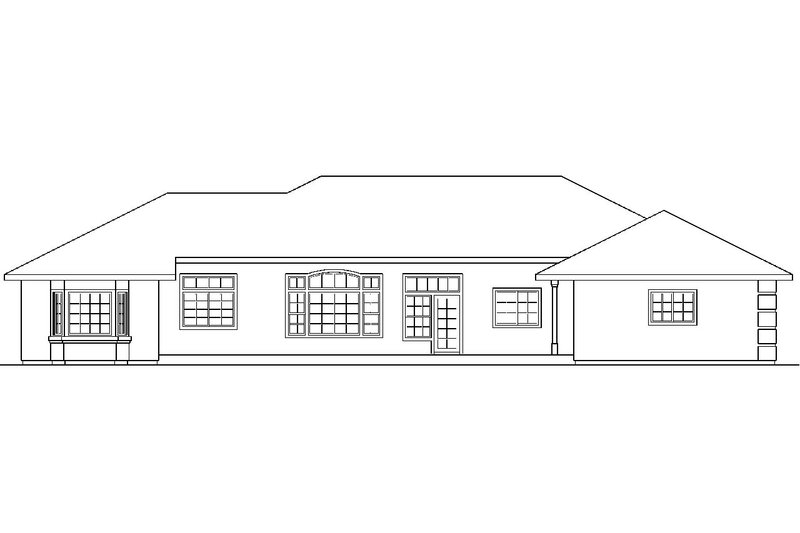 Home Plan - Exterior - Rear Elevation for Mediterranean House Plan #124-348 - 3 bed, 2.5 bath