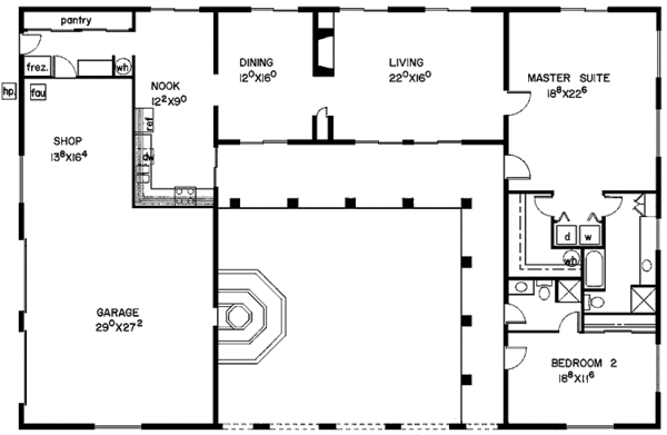 Architectural House Design - Mediterranean Floor Plan - Main Floor Plan #60-866