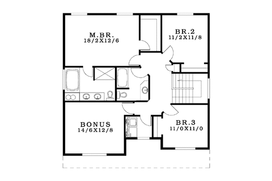 Floor Plan - Upper Floor for Craftsman House Plan #943-24 - 3 bed, 2.5 bath