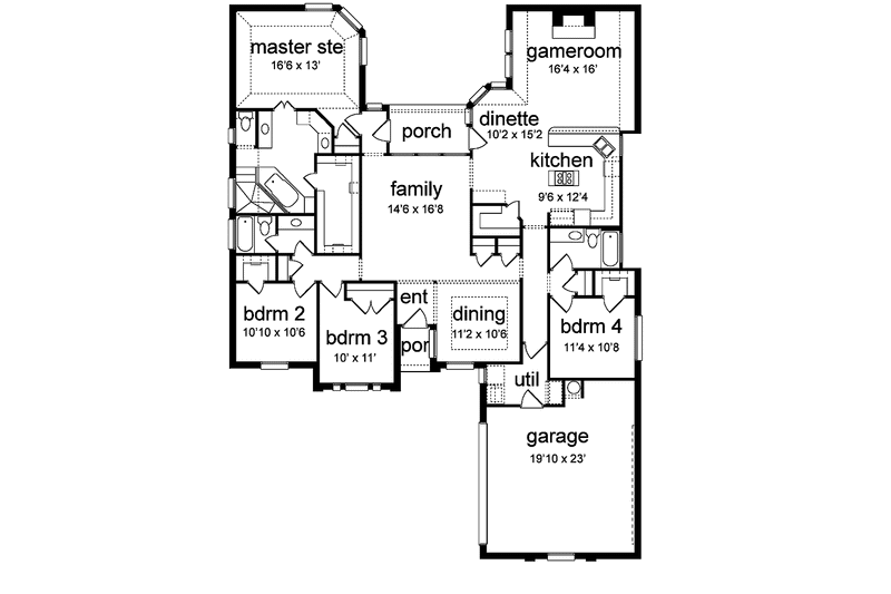Architectural House Design - Floor Plan - Main Floor for Traditional House Plan #84-770 - 4 bed, 3 bath
