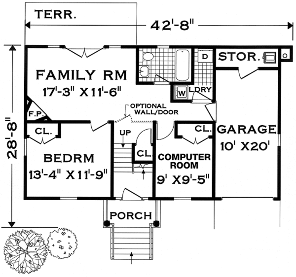 House Plan Design - Colonial Floor Plan - Lower Floor Plan #3-260