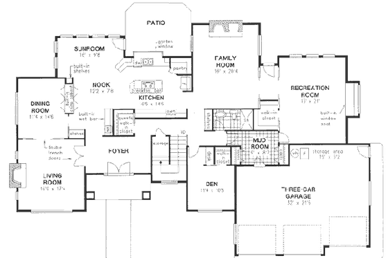 Floor Plan - Main Floor for European House Plan #18-9009 - 4 bed, 3 bath