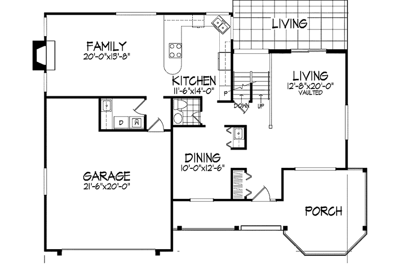 Home Plan - Floor Plan - Main Floor for Country House Plan #320-721 - 4 bed, 2.5 bath