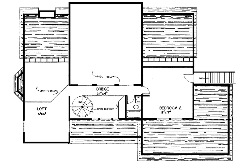 Home Plan - Floor Plan - Upper Floor for Contemporary House Plan #60-763 - 2 bed, 3 bath