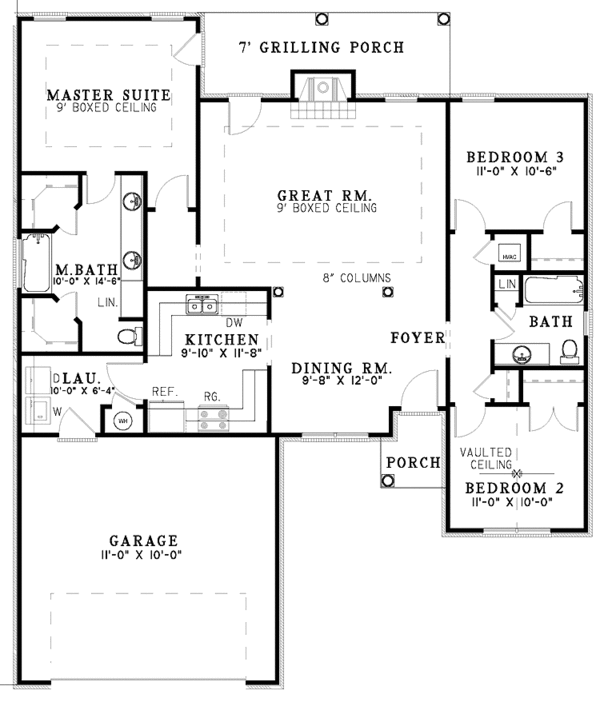 Dream House Plan - Ranch Floor Plan - Main Floor Plan #17-3069