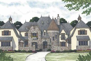 House Plan Design - Exterior - Front Elevation for European House Plan #453-608 - 5 bed, 5 bath