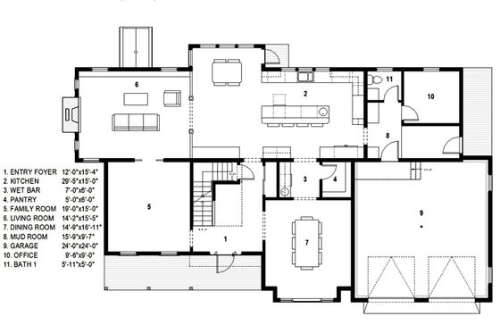 Floor Plan - Main Floor for Traditional House Plan #497-46 - 4 bed, 2.5 bath