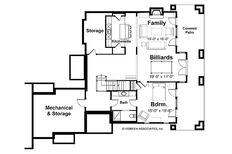 Home Plan - Floor Plan - Lower Floor for Craftsman House Plan #928-59 - 3 bed, 2.5 bath