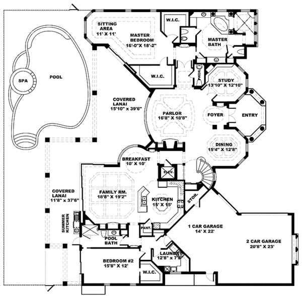 Architectural House Design - Mediterranean Floor Plan - Main Floor Plan #1017-103