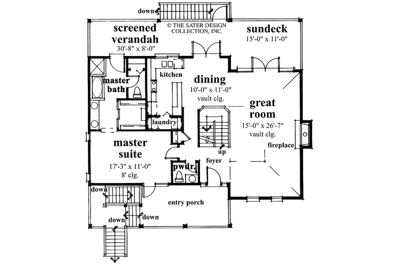 House Blueprint - Floor Plan - Main Floor for Country House Plan #930-31 - 3 bed, 2.5 bath