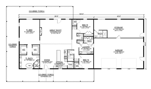 Barndominium Floor Plan - Main Floor Plan #1064-218