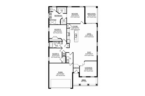 Floor Plan - Main Floor for Craftsman House Plan #1058-71 - 3 bed, 2 bath
