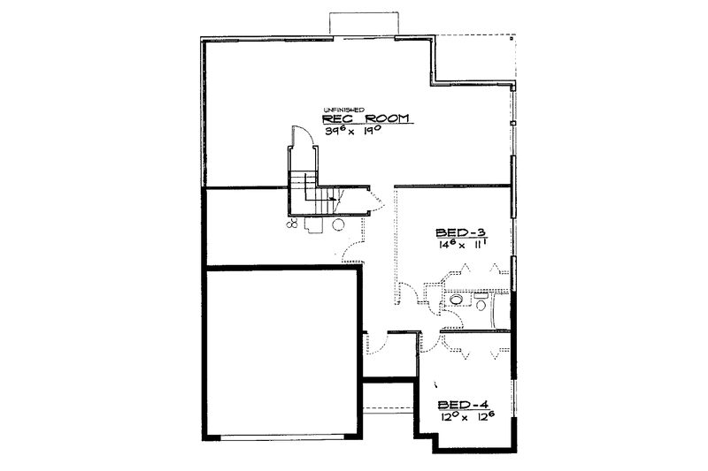 Home Plan - Floor Plan - Lower Floor for Ranch House Plan #308-274 - 2 bed, 2 bath