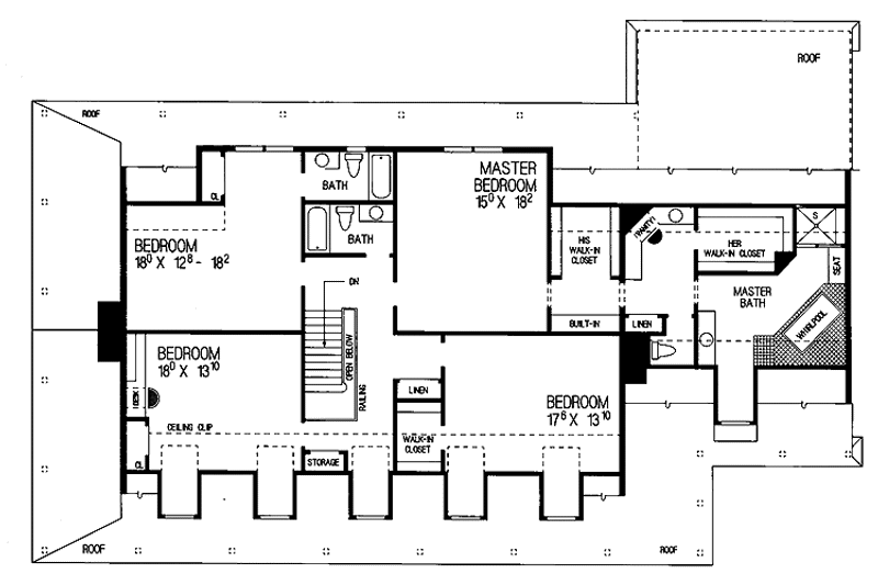 Home Plan - Floor Plan - Upper Floor for Country House Plan #72-899 - 4 bed, 3.5 bath