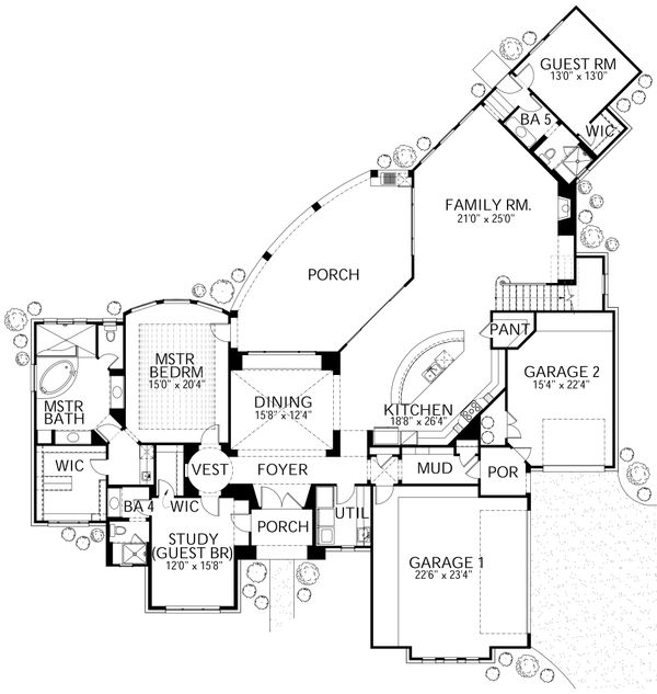Dream House Plan - Mediterranean Floor Plan - Main Floor Plan #80-212