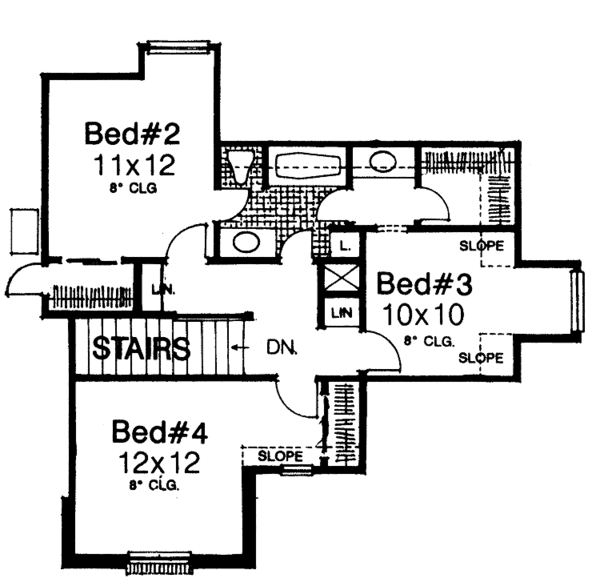 House Design - Traditional Floor Plan - Upper Floor Plan #310-1101