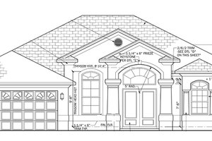 Exterior - Front Elevation 3 for Mediterranean House Plan #1058-37 - 3 bed, 2 bath