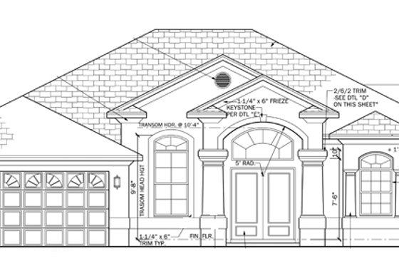 Exterior - Front Elevation 3 for Mediterranean House Plan #1058-37 - 3 bed, 2 bath