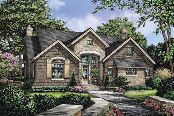 Exterior - Front Elevation 3 for European House Plan #929-830 - 3 bed, 2.5 bath