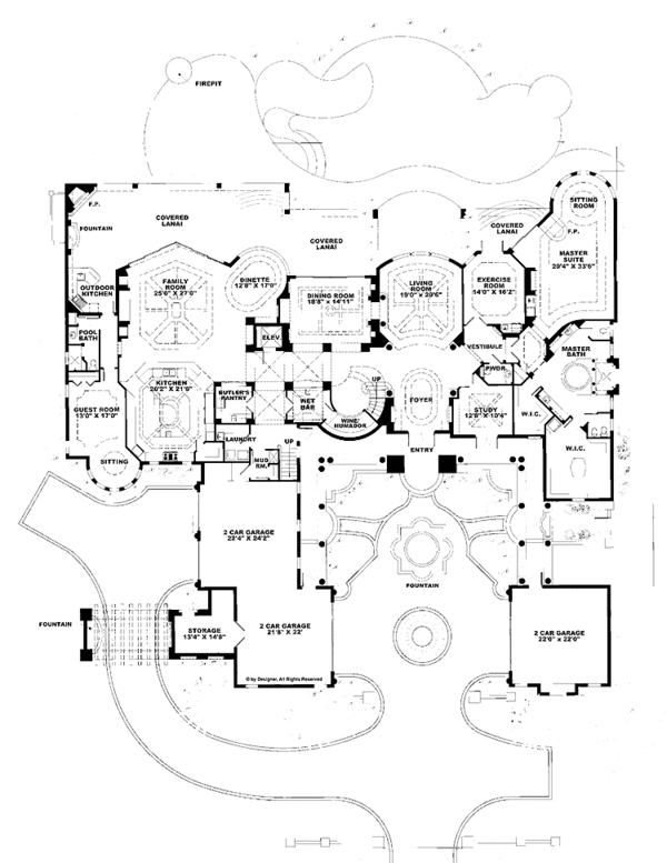 Home Plan - Mediterranean Floor Plan - Main Floor Plan #1017-78