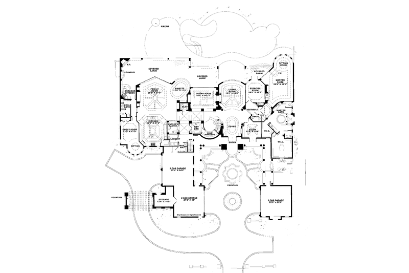 Dream House Plan - Floor Plan - Main Floor for Mediterranean House Plan #1017-78 - 6 bed, 8.5 bath