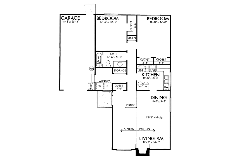 Home Plan - Floor Plan - Main Floor for Contemporary House Plan #320-771 - 2 bed, 1 bath