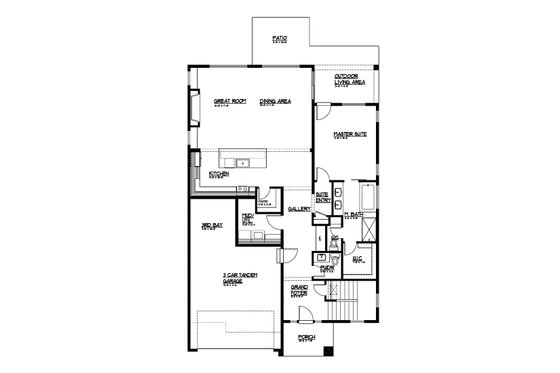 Floor Plan - Main Floor for Contemporary House Plan #569-82 - 4 bed, 3.5 bath
