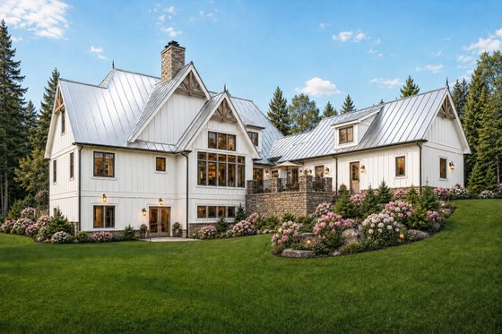 Exterior - Rear Elevation for Farmhouse House Plan #928-413 - 4 bed, 3.5 bath