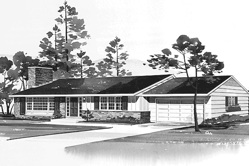 House Blueprint - Ranch Exterior - Front Elevation Plan #72-489