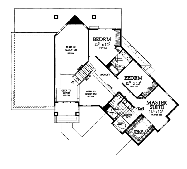 House Blueprint - Contemporary Floor Plan - Upper Floor Plan #72-952