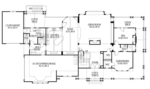 Craftsman Floor Plan - Main Floor Plan #132-335