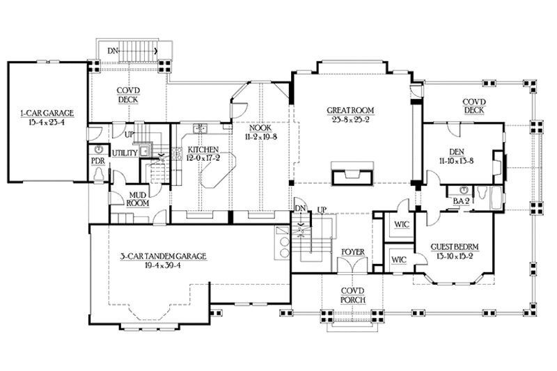 Dream House Plan - Floor Plan - Main Floor for Craftsman House Plan #132-335 - 4 bed, 3.5 bath