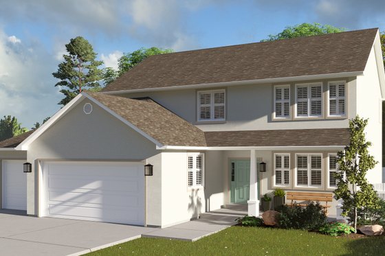 Exterior - Front Elevation 4 for Traditional House Plan #1060-208 - 4 bed, 2.5 bath